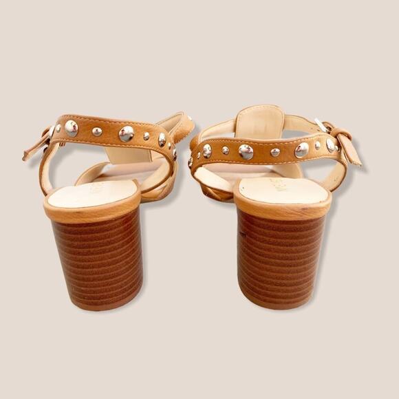 Nine West Galotie Studded Block Heel Sandals NW7 Tan Brown Size 7.5 M - Picture 12 of 14